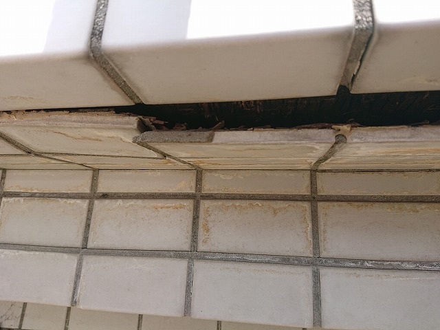 雨漏りによるタイル剥がれが発生